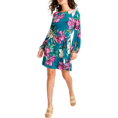 Tommy Bahama Villa Garden Wrinkle Resistant Tie Belt Long Sleeve Dress In Academy