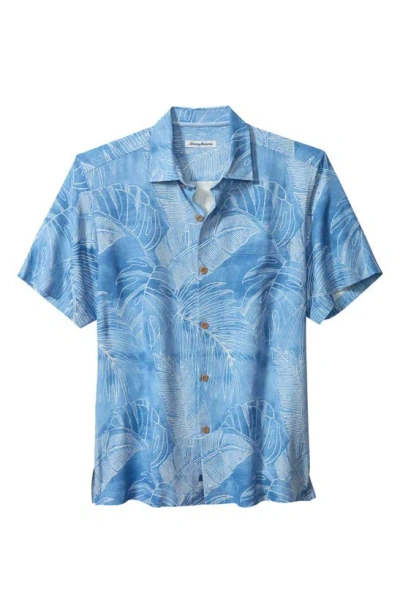 Tommy Bahama Vine Lines Short Sleeve Silk Button-up Shirt In Linen Sky