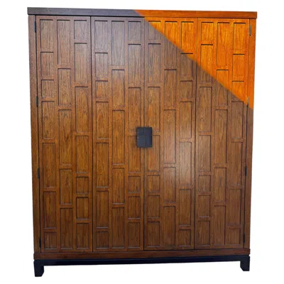 Pre-owned Tommy Bahama Walnut Ocean Club Coral Armoire/chest W/ Bi-fold Doors In Red