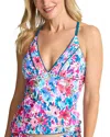 Tommy Bahama Watercolor Floral Reversible Tankini Top In Multi