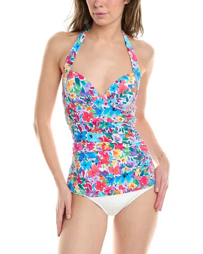 Tommy Bahama Watercolor Floral Underwire Tankini Top In White