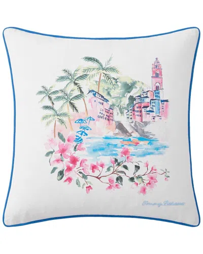 Tommy Bahama Watercolor Scenic Cotton Decorative Pillow In White