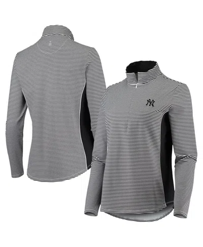 Tommy Bahama Women's Black New York Yankees Aubrey Stripe Block Islandzone Half-zip Jacket In Gray