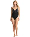 Tommy Bahama Women's Cabana Tie Front One-piece Swimsuit In Black