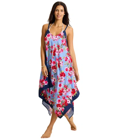 Tommy Bahama Chambray Beach Scarf Cover-up Dress In Blue