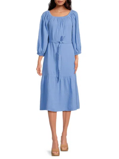 Tommy Bahama Women's Coral Isley Ots Waist Tie Mididress In Blue Vault