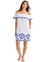 Tommy Bahama St. Lucia Embroidered Ruffle Trim Swim Cover-up Dress In White