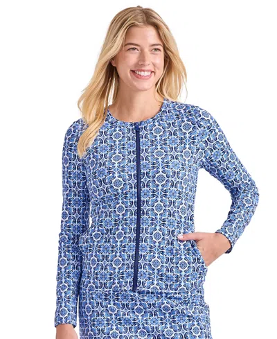Tommy Bahama Women's Full-zip Long-sleeve Rashguard In Palace Blue