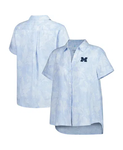Tommy Bahama Women's Light Blue Michigan Wolverines Legacy Leaves Camp Button-up Shirt
