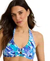 Tommy Bahama Women's Marina Printed Halter Bikini Top In Blue