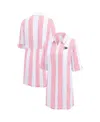 Tommy Bahama Women's Pink/white Kansas City Chiefs Rugby Beach Stripe Button-up Tunic