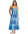 Tommy Bahama Women's Plaid Tiered Midi Dress In Blue