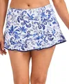 Tommy Bahama Terrazzo Tile High Waist Skirted Bikini Bottoms In Mountain Bluebell