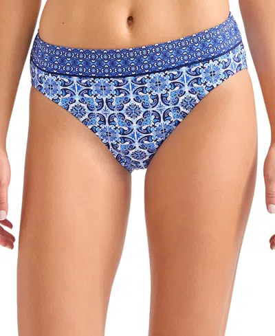 Tommy Bahama Women's Printed Tummy-control High-waisted Bottoms In Palace Blue