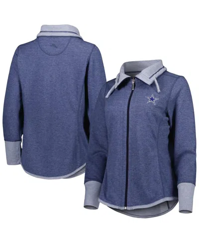 TOMMY BAHAMA WOMEN'S TOMMY BAHAMA HEATHERED NAVY DALLAS COWBOYS SPORT SUN FADE FULL-ZIP SWEATSHIRT
