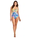 Tommy Bahama Women's Twist-front Colorblocked Swimsuit In Palace Blue