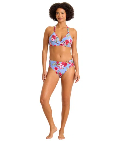 Tommy Bahama Women's V-neck Chambray Swim Top In Blue