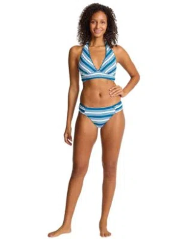 Tommy Bahama Womens Floral Reversible Halter Straps Top Reversible Hipster In Blue
