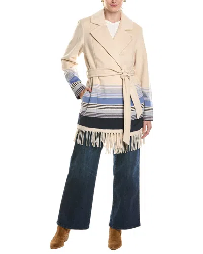 Tommy Bahama Wooly Stripe Wool-blend Wrap Coat In Brown
