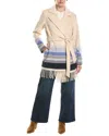 Tommy Bahama Wooly Stripe Wool-blend Wrap Coat In Brown