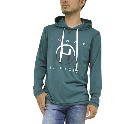 Tommy Hilfiger 09t4147-442 Hoodie Men's Green Cotton Blend Long Sleeve Pullover