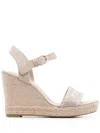Tommy Hilfiger Jacquard-logo 105mm Wedge Sandals In Green