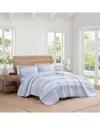 Tommy Hilfiger 136 Thread Count Bold Stripe Textured Cotton Printed Quilt Set In Blue