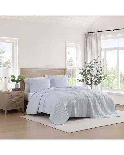 TOMMY HILFIGER TOMMY HILFIGER 136 THREAD COUNT ITHACA STRIPE COTTON REVERSIBLE QUILT SET
