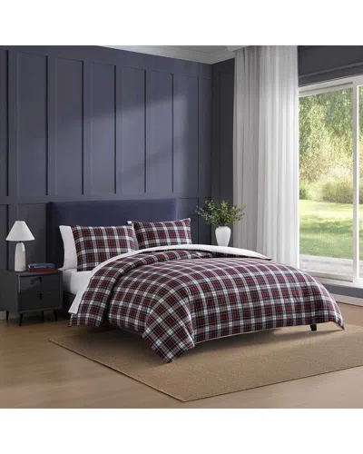 Tommy Hilfiger 150 Thread Count Essential Tartan Cotton Comforter Bedding Set In White,red,navy Blue