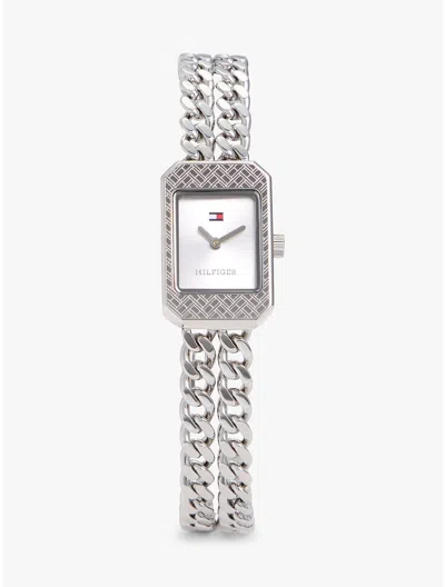 Tommy Hilfiger 16mm Rectangle Chain Watch In Gray