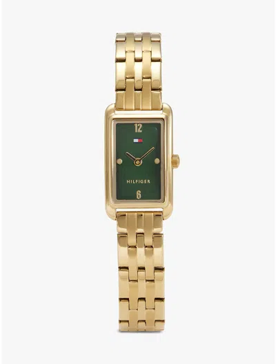 Tommy Hilfiger 16mm Rectangle Link Watch In Gold
