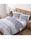 Tommy Hilfiger 180 Thread Count Bold Stripe Textured Cotton Percale Plain  Pigment Duvet Set