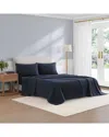Tommy Hilfiger 180 Thread Count Th Performance Percale Cotton Cooling Finish Sheet Set In Blue