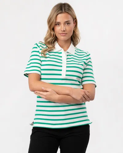 Tommy Hilfiger 1985 Regular Pique Stripe Womens Polo In Green