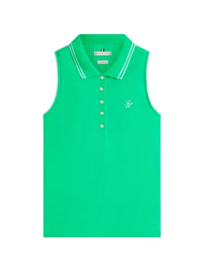 Tommy Hilfiger 1985 Slim-fit Sleeveless Cotton Polo Shirt In Green