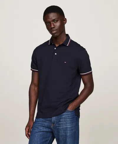 Tommy Hilfiger 1985 Tipped Slim Fit Polo In Desert Sky