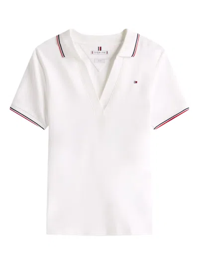 Tommy Hilfiger 1985 V-neck Striped T-shirt In White