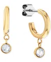 Tommy Hilfiger 2-pc. Set Pave Stud & Crystal Charm Hoop Earrings In Gold