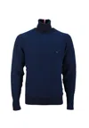 Tommy Hilfiger 2 Tone Structure Roll Neck Sweater In Blu
