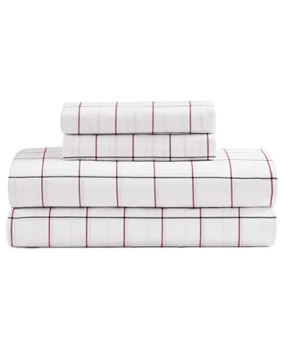 TOMMY HILFIGER TOMMY HILFIGER 200 THREAD COUNT GLASGOW WINDOWPANE COTTON PERCALE SHEET SET