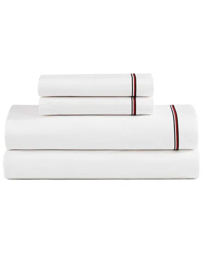TOMMY HILFIGER TOMMY HILFIGER 200 THREAD COUNT GLOBAL STRIPE COTTON PERCALE SHEET SET