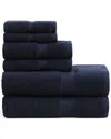 Tommy Hilfiger 200 Thread Count Modern American Solid Carded Cotton Z-twist 6pc Towel Set In Blue