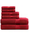 Tommy Hilfiger 200 Thread Count Modern American Solid Carded Cotton Z-twist 6pc Towel Set In Red