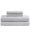 Tommy Hilfiger 200 Thread Count Monogram Stripe Cotton Percale Sheet Set