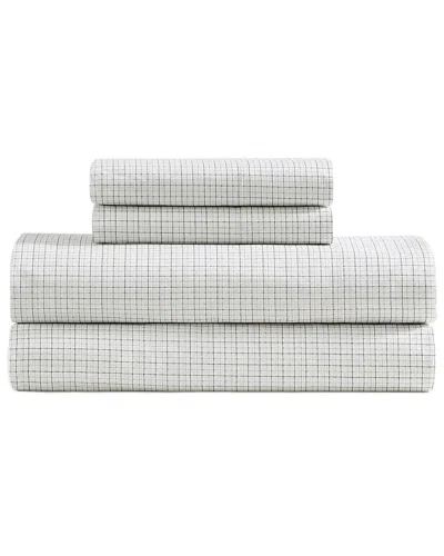 TOMMY HILFIGER TOMMY HILFIGER 200 THREAD COUNT NEW ENGLAND PLAID COTTON PERCALE SHEET SET