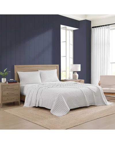 TOMMY HILFIGER TOMMY HILFIGER 200 THREAD COUNT ROPE STRIPE PRINTED COTTON PERCALE SHEET SET