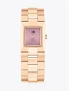 Tommy Hilfiger Women's Quartz Rose Gold Tone Stainless Steel Bracelet Watch, 20.50mm X 25.20mm In Plum