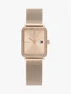 Tommy Hilfiger 21.3mm Crystal Accent Square Dial Watch In Gold
