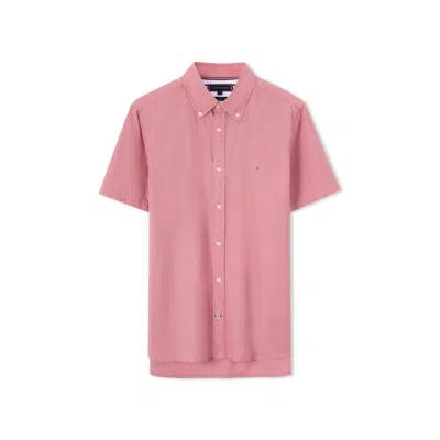 Tommy Hilfiger 男纯棉府绸经典犬牙纹轻薄透气修身短袖衬衫21480 In Pink