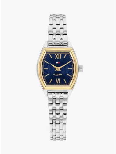 Tommy Hilfiger 21.5mm Patterned Tonneau Dress Watch In Silver